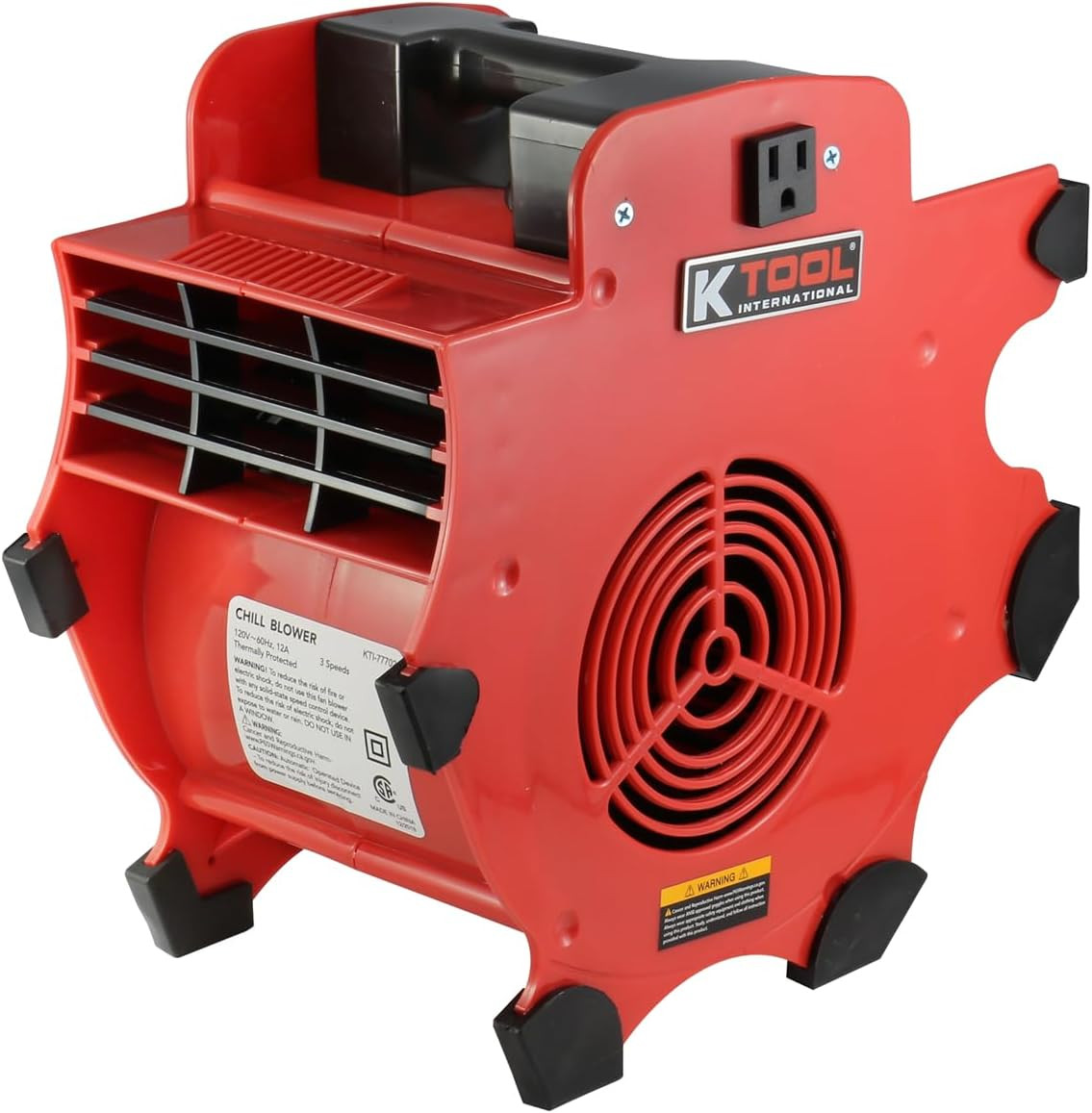 300 CFM Floor Blower Fan – 3 Speed, Indoor/Outdoor, Red Utility Fan
