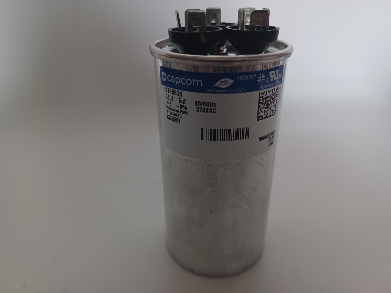Genteq C3355R Capacitor Dual Run round 35/5 UF MFD 370V VAC 97F9834 (Replace Old