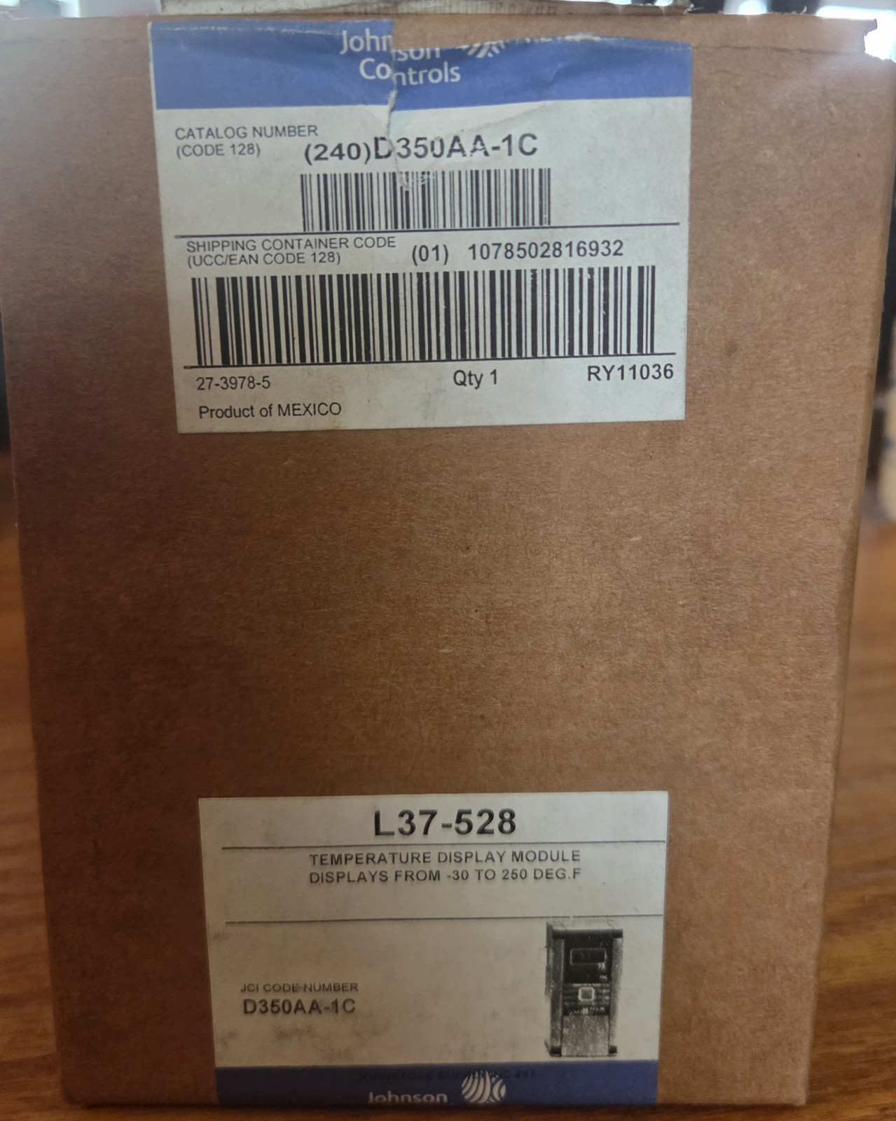 Johnson Controls D350AA-1C Temperature Display Module 240A L37-528