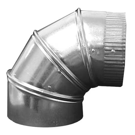 Greenseam Grae890ga24 Round 90 Degree Elbow, 8 In Duct Dia, Galvanized Steel,
