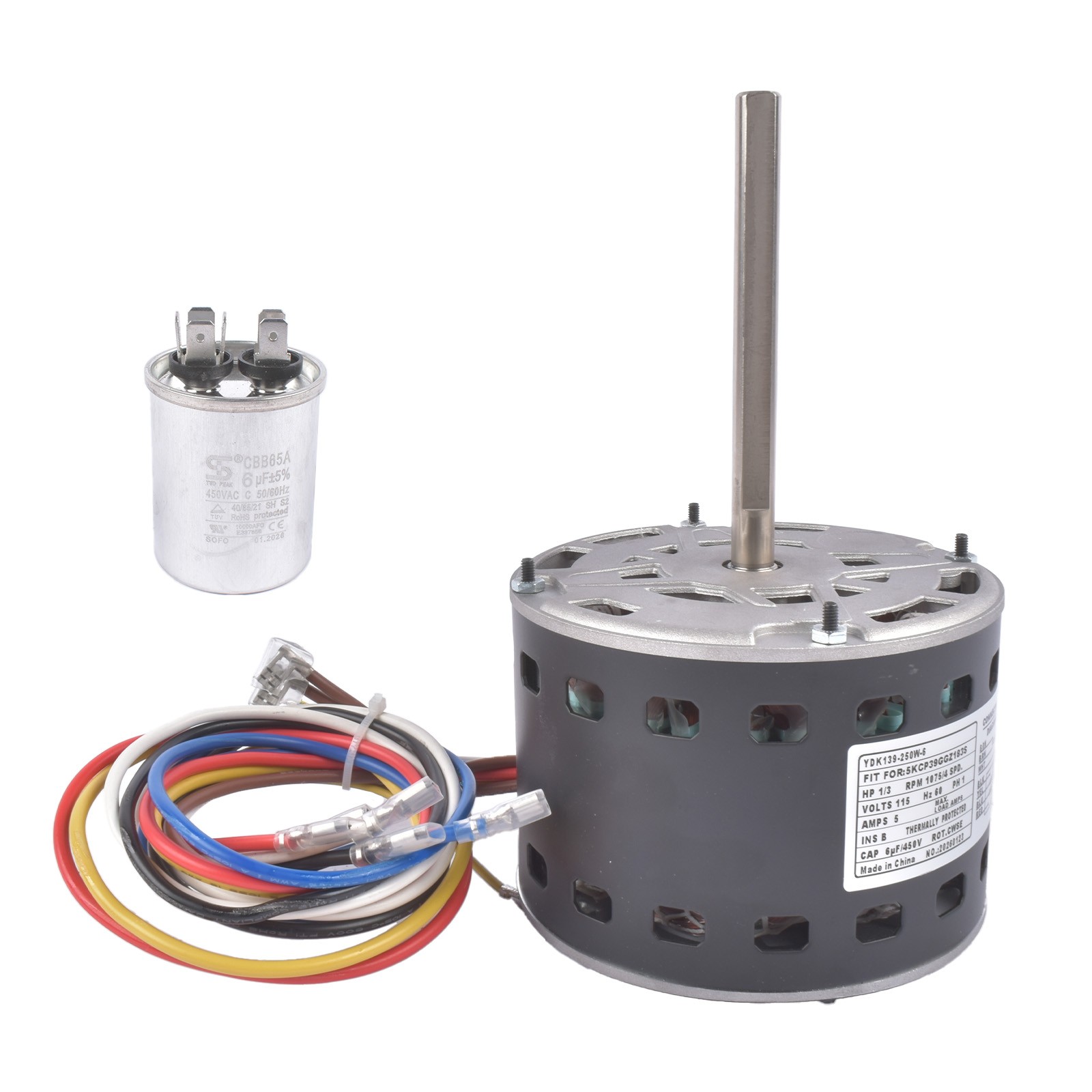 1/3 HP HVAC Blower Motor 5.2 Amps 115V 60Hz with 5 MFD Capacitor for HC41AE117A