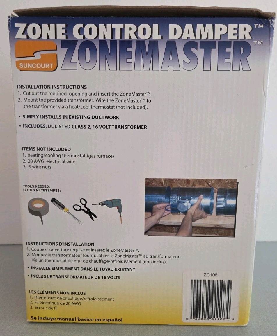 Suncourt ZoneMaster Adjustable Motorized Damper – 8″ Diameter Normally Closed