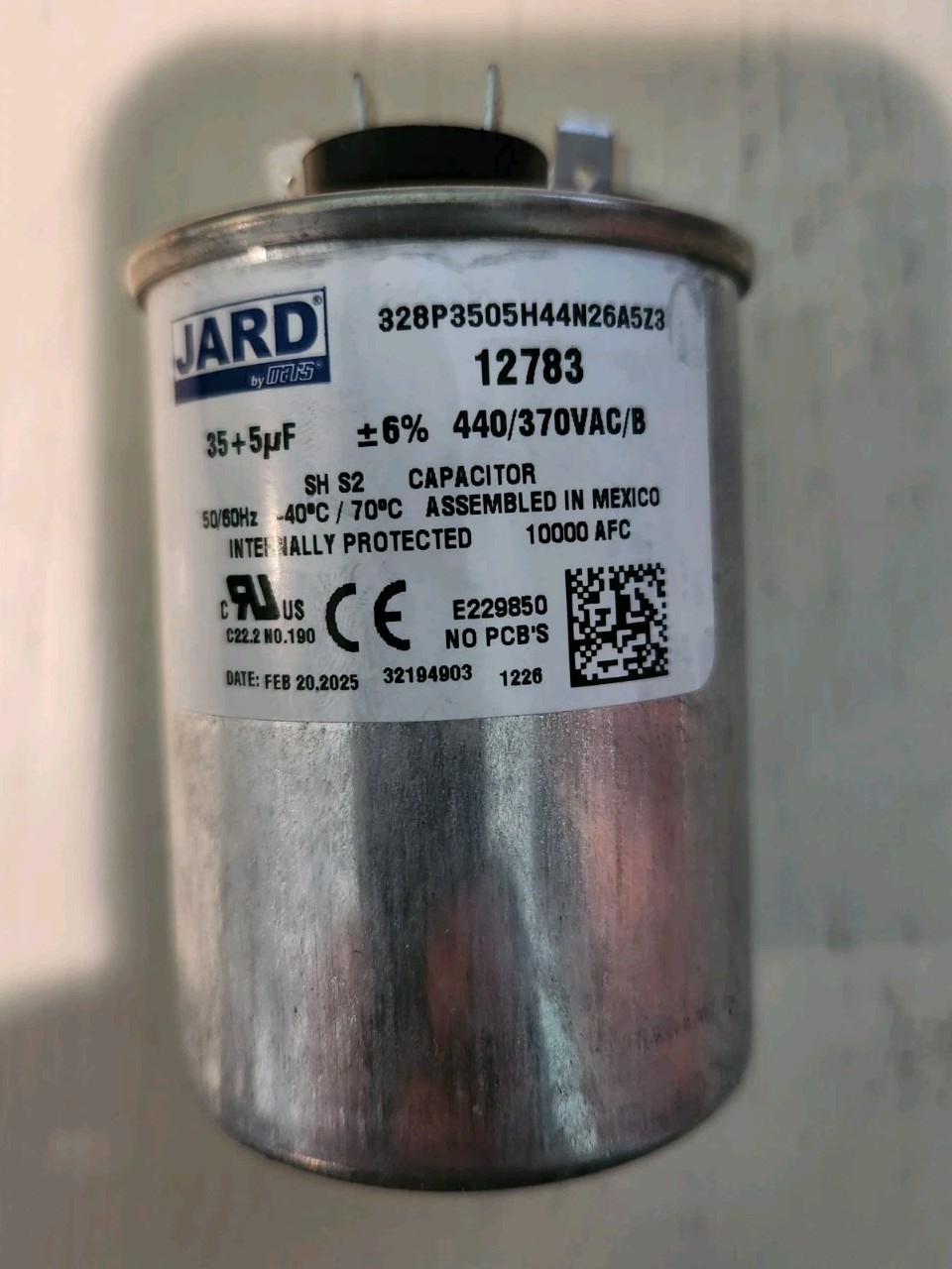 NEW – Jard 12783 35/5 Mfd 440v Motor Run Capacitor, Round